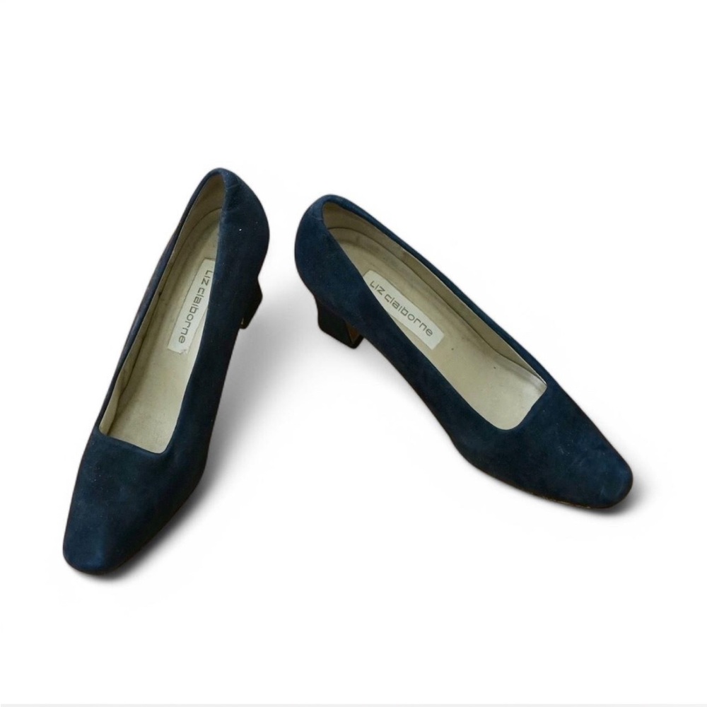 💜 VINTAGE LIZ CLAIBORNE Navy Suede Heels (6.5M)